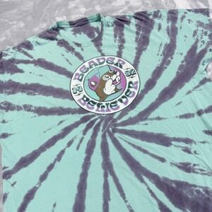 Buc-ees Beaver Believer 1982 Tie Dye T-Shirt Mens XL Mint Green Grey Graphic Tee